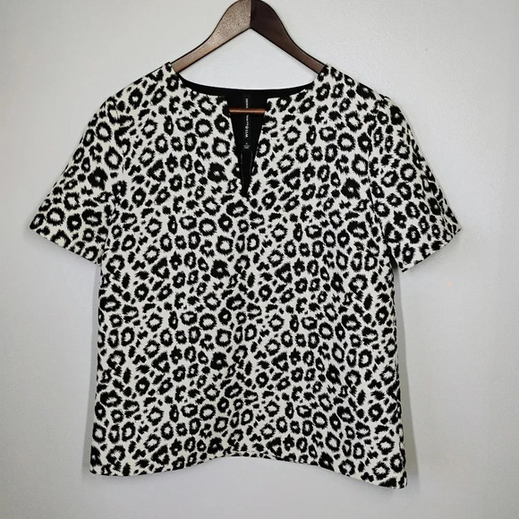 W118 by Walter Baker Randi Leopard Print Jacquard Career Blouse Size Small - Picture 1 of 13